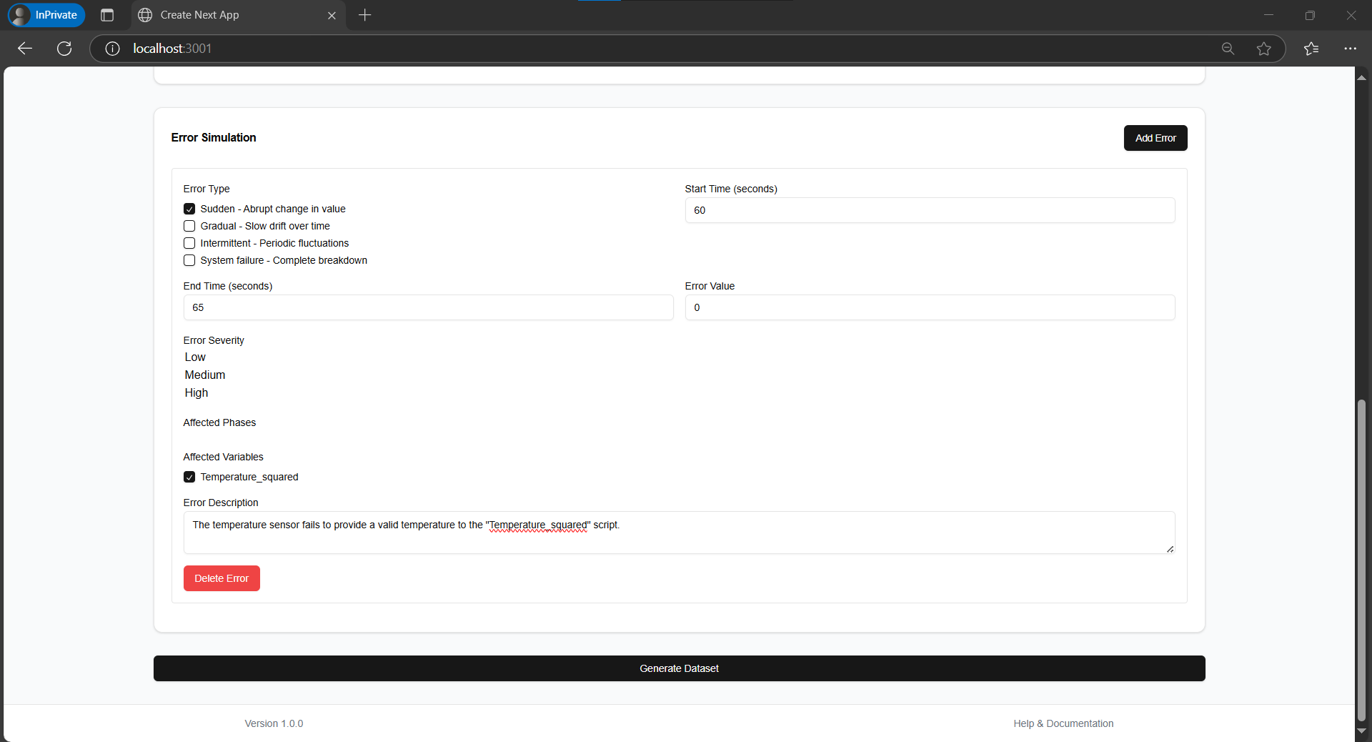 Generator Error Example